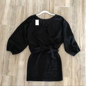 Reversible Black Ribbed Sweater Mini Dress Size M